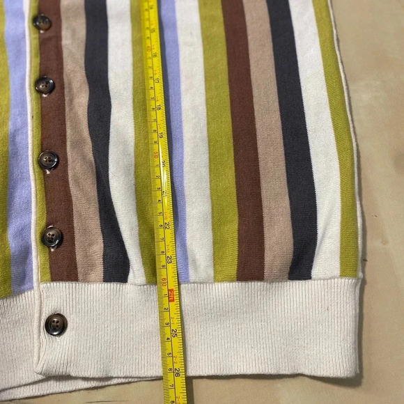Checks Men’s Downtown Multi Stripe Button Down Cardigan Medium M Grandpa Retro - Picture 5 of 12